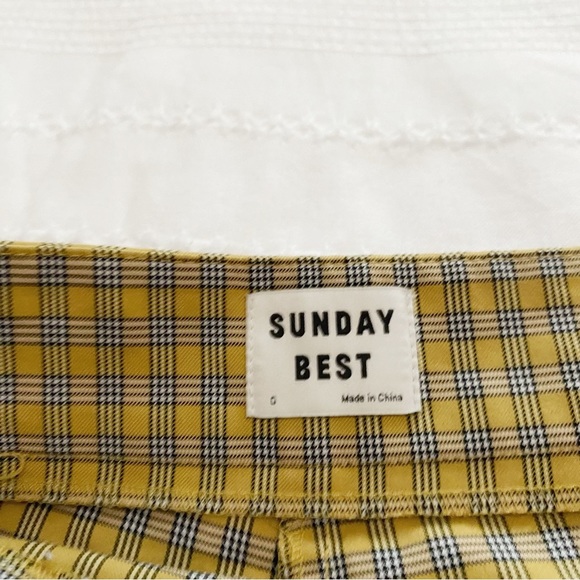 ARITZIA SUNDAY BEST HEATHER YELLOW PLAID BUTTON FRONT SHORTS SKORT - Picture 8 of 12